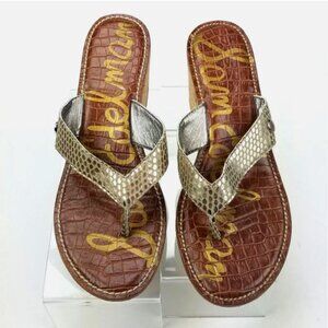 Sam Edelman Gold Cork Wedge Sandals Sz 10